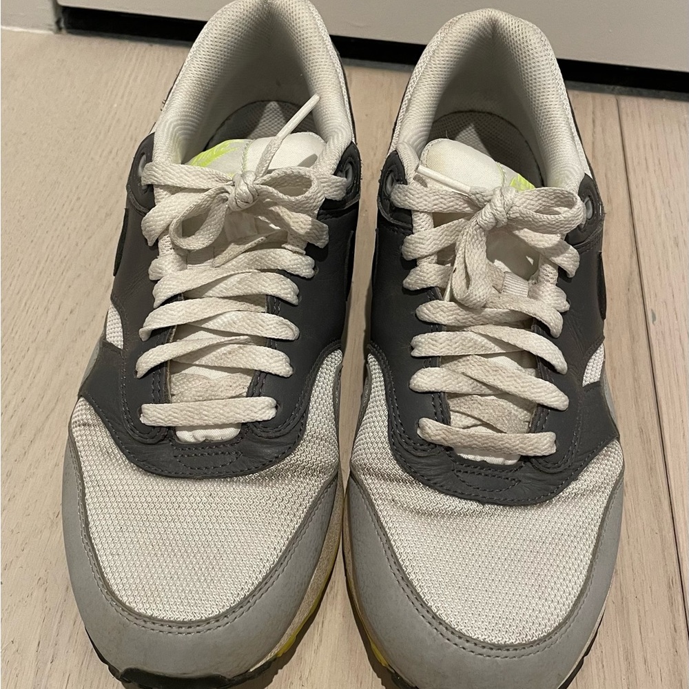 Nike Air Max 1 - White/Gray/Neon Green - Mens - Size 9.5